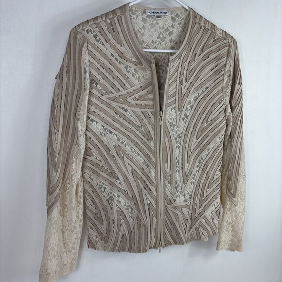 Alexandra Rosati Women's Size 10 Cream Lace Tank Top W/ Matching Dual Zip Jacket - Picture 2 of 16